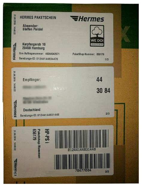 Hermes mobiler paketschein